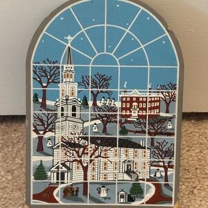 Cats Meow Church Windows of the Seasons Wood Shelf Sitter Rhode Island